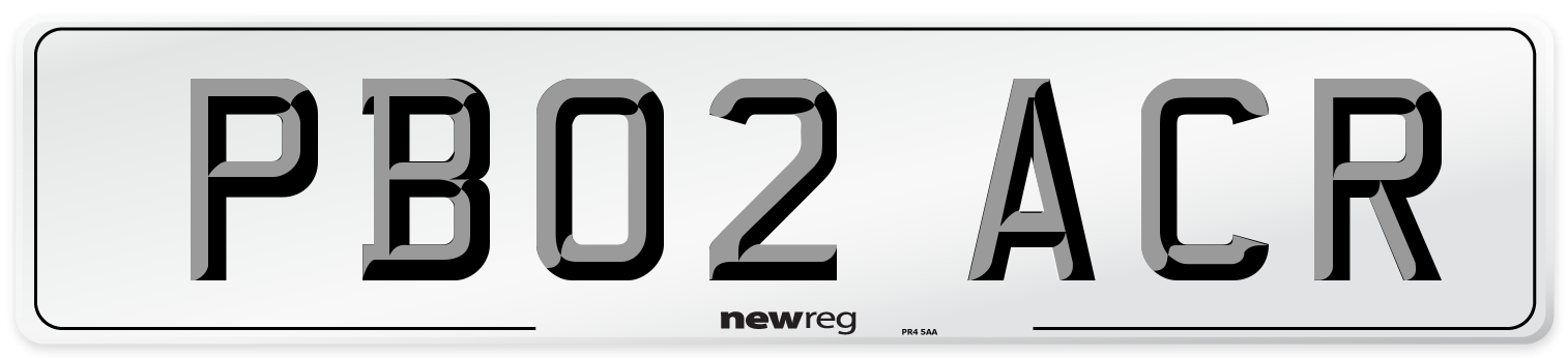PB02 ACR Number Plate from New Reg
